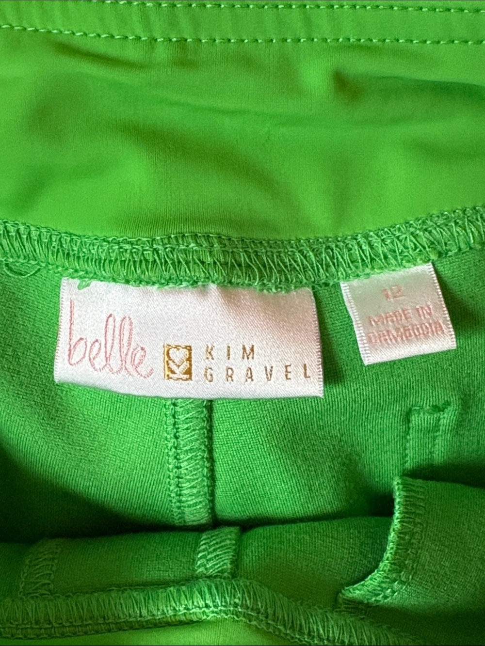 Belle by Kim Gravel Ponte Bright Green Crop Pants with Button Cuff - Picture 5 of 9
